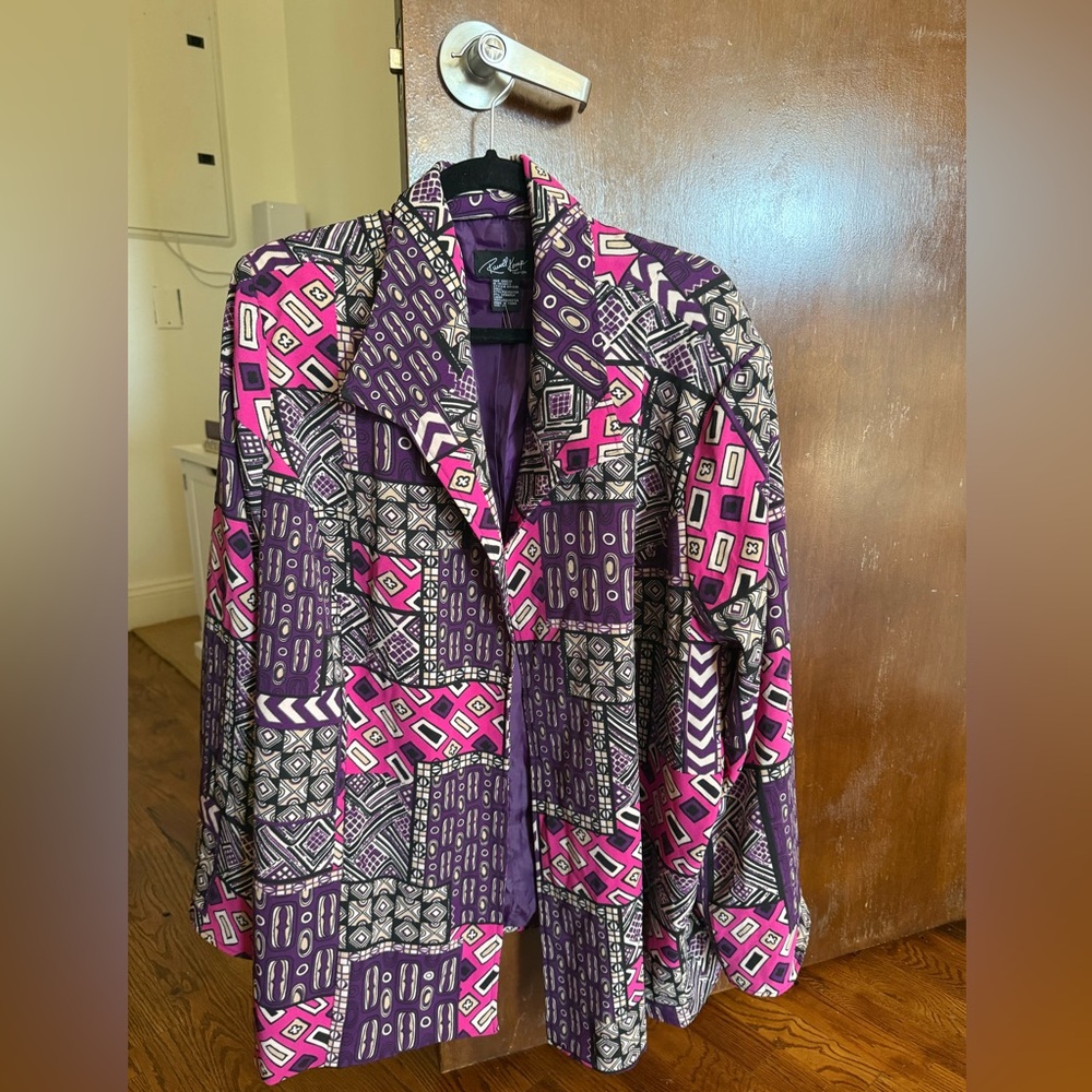 Vintage Russell Kemp Purple and Pink Geometric Women's Blazer